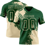 Custom Green Cream 3D Pattern Abstract Brush Stroke Authentic Football Jersey