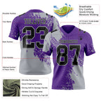 Custom Purple Black-Gray 3D Pattern Abstract Brush Stroke Authentic Football Jersey