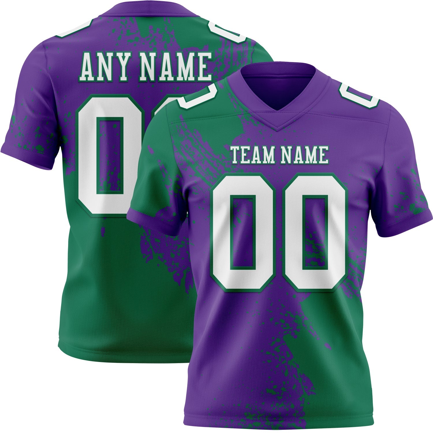 Custom Purple White-Kelly Green 3D Pattern Abstract Brush Stroke Authentic Football Jersey
