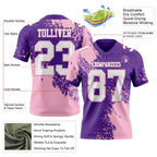 Custom Purple White-Light Pink 3D Pattern Abstract Brush Stroke Authentic Football Jersey