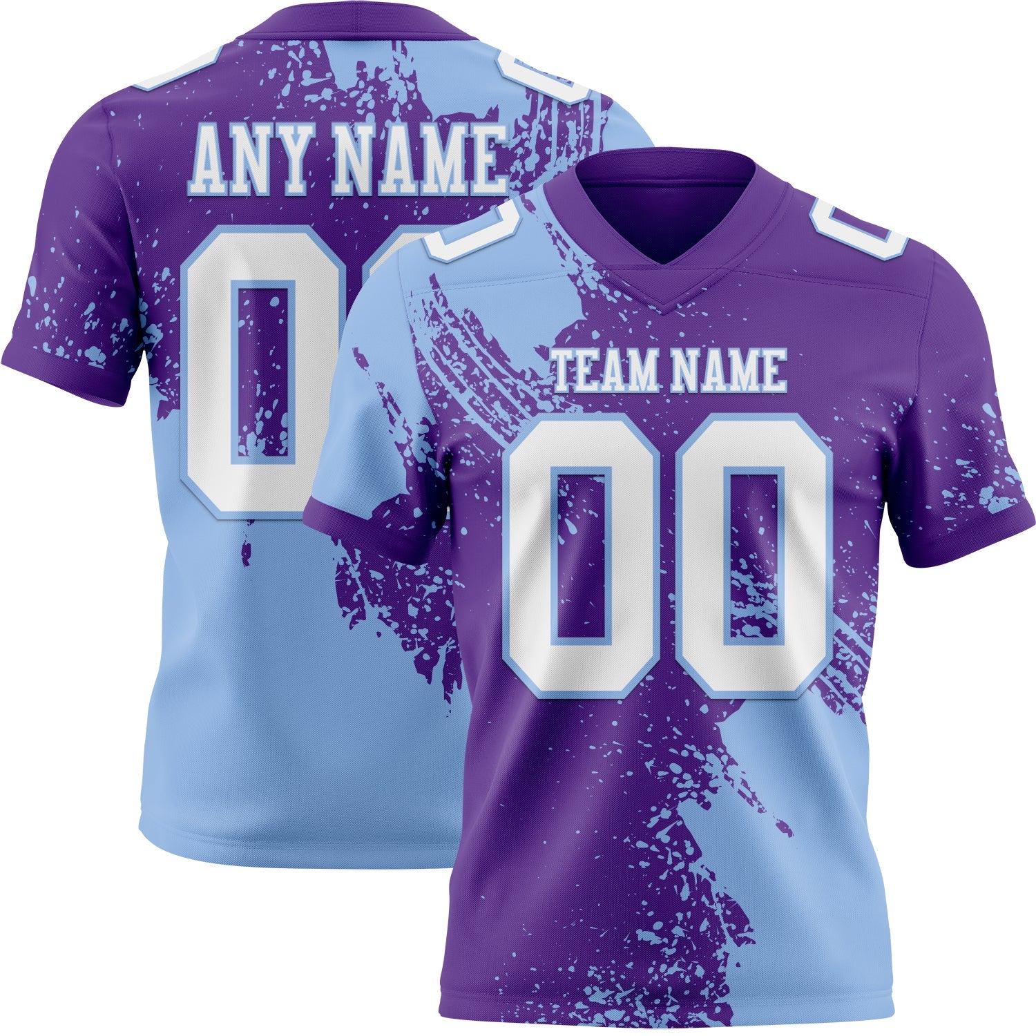 Custom Purple White-Light Blue 3D Pattern Abstract Brush Stroke Authentic Football Jersey