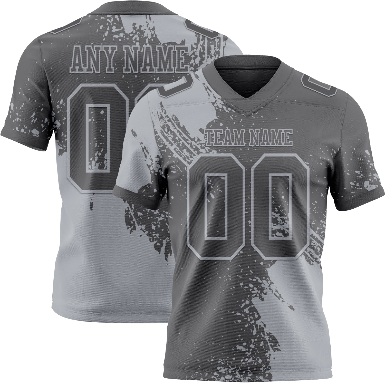 Custom Steel Gray Gray 3D Pattern Abstract Brush Stroke Authentic Football Jersey