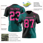 Custom Black Pink-Teal 3D Pattern Abstract Brush Stroke Authentic Football Jersey