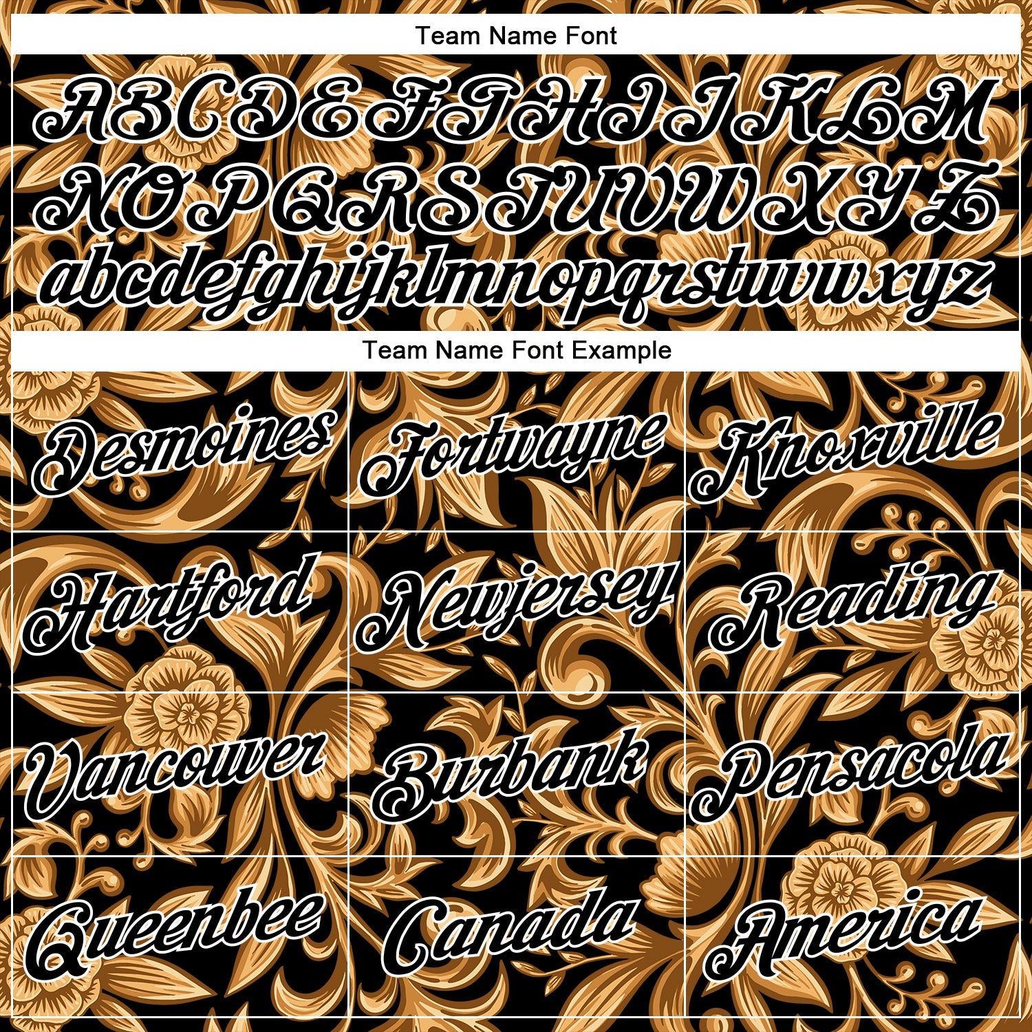 Custom Stitched Black White 3D Pattern Design Golden Subtle Floral Sports Pullover Sweatshirt Hoodie