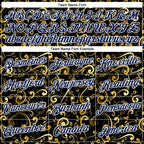 Custom Stitched Black Navy-White 3D Pattern Design Golden Subtle Floral Sports Pullover Sweatshirt Hoodie