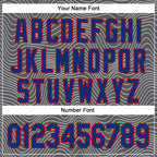 Custom Stitched Navy Royal Red-White 3D Pattern Design Wave Distorted Line Sports Pullover Sweatshirt Hoodie