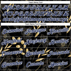 Custom Stitched Black Navy-White 3D Pattern Design Golden Subtle Floral Sports Pullover Sweatshirt Hoodie