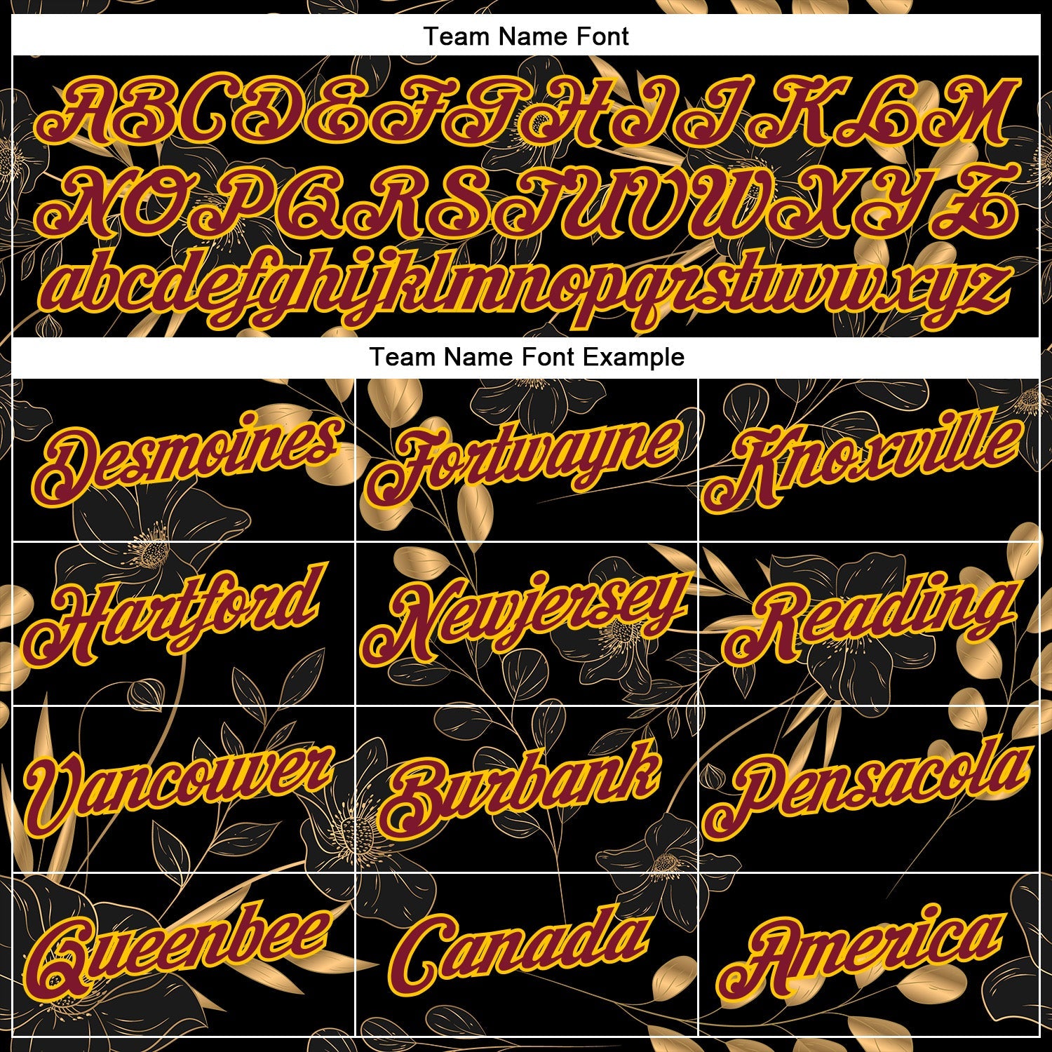 Custom Stitched Black Crimson-Yellow 3D Pattern Design Golden Subtle Floral Sports Pullover Sweatshirt Hoodie