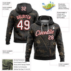 Custom Stitched Black White-Red 3D Pattern Design Golden Subtle Floral Sports Pullover Sweatshirt Hoodie