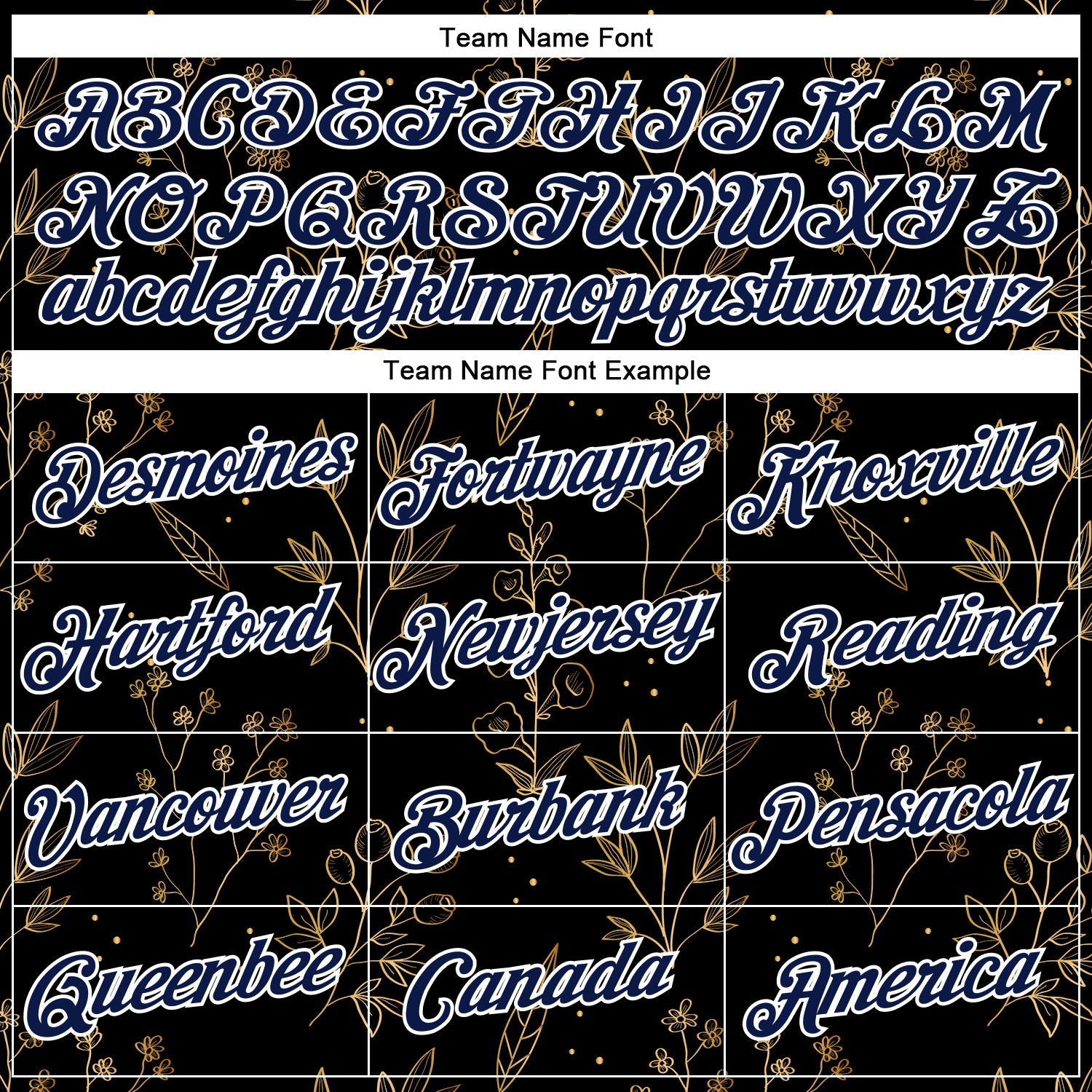 Custom Stitched Black Navy-White 3D Pattern Design Golden Subtle Floral Sports Pullover Sweatshirt Hoodie