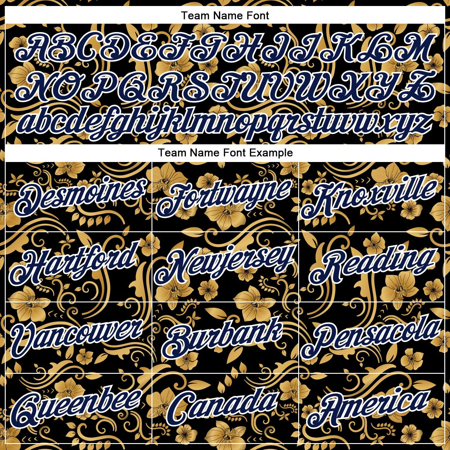 Custom Stitched Black Navy-White 3D Pattern Design Golden Subtle Floral Sports Pullover Sweatshirt Hoodie