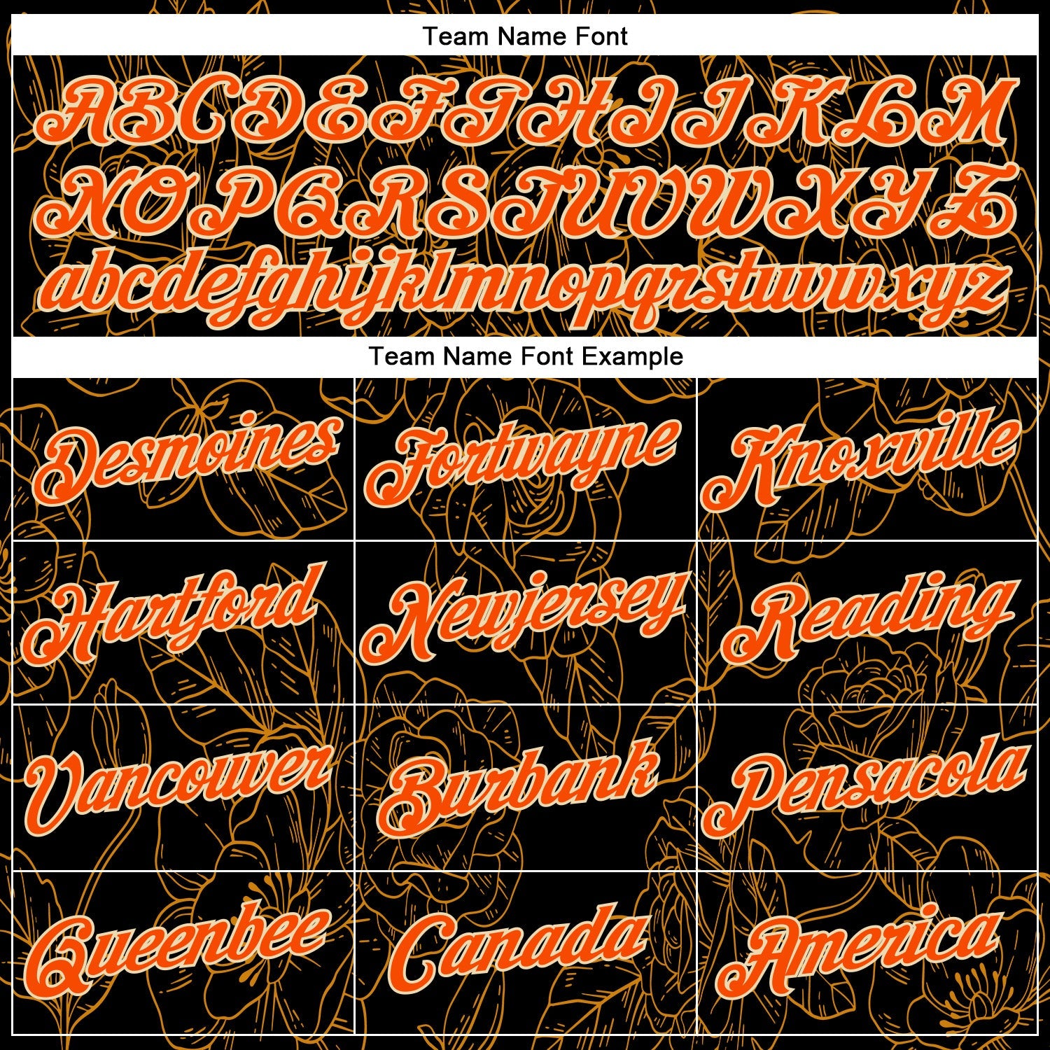 Custom Stitched Black Orange-Cream 3D Pattern Design Golden Subtle Floral Sports Pullover Sweatshirt Hoodie