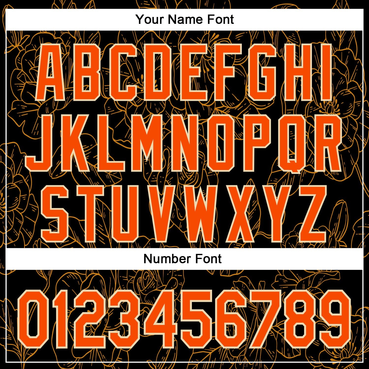 Custom Stitched Black Orange-Cream 3D Pattern Design Golden Subtle Floral Sports Pullover Sweatshirt Hoodie