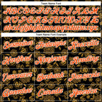 Custom Stitched Black Orange-White 3D Pattern Design Golden Subtle Floral Sports Pullover Sweatshirt Hoodie