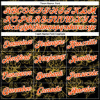 Custom Stitched Black Orange-White 3D Pattern Design Golden Subtle Floral Sports Pullover Sweatshirt Hoodie