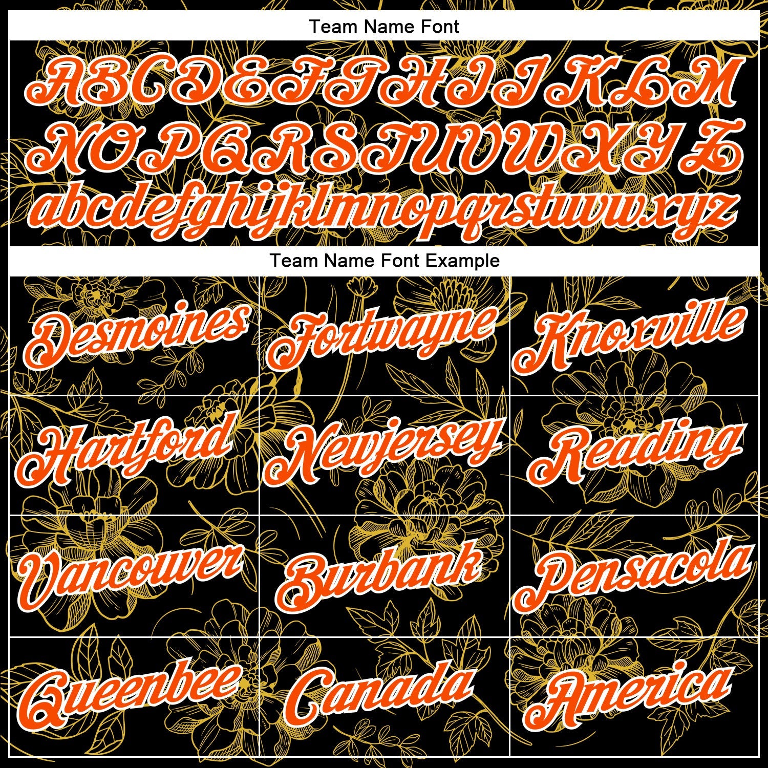 Custom Stitched Black Orange-White 3D Pattern Design Golden Subtle Floral Sports Pullover Sweatshirt Hoodie