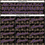 Custom Stitched Black Dark Purple-Old Gold 3D Pattern Design Golden Subtle Floral Sports Pullover Sweatshirt Hoodie