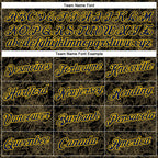 Custom Stitched Black Navy-Yellow 3D Pattern Design Golden Subtle Floral Sports Pullover Sweatshirt Hoodie