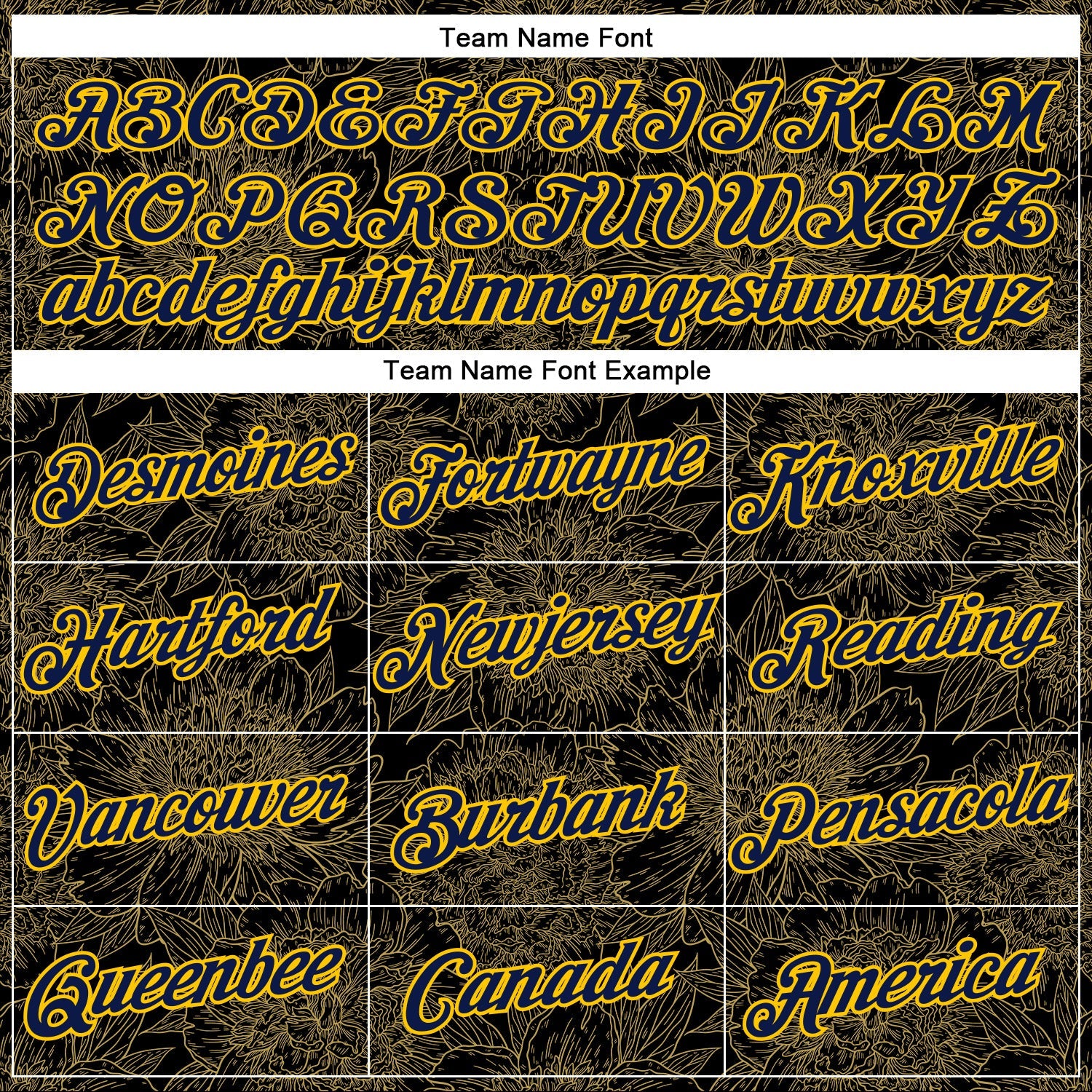 Custom Stitched Black Navy-Yellow 3D Pattern Design Golden Subtle Floral Sports Pullover Sweatshirt Hoodie