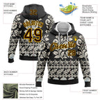 Custom Stitched Black Brown Cream-Yellow 3D Pattern Design Ethnic Paisley Floral Bandana Sports Pullover Sweatshirt Hoodie