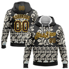 Custom Stitched Black Brown Cream-Yellow 3D Pattern Design Ethnic Paisley Floral Bandana Sports Pullover Sweatshirt Hoodie