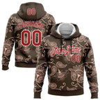 Custom Stitched Brown Red-White 3D Pattern Design Ethnic Paisley Floral Bandana Sports Pullover Sweatshirt Hoodie