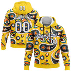 Custom Stitched Yellow White-Navy 3D Pattern Design Ethnic Paisley Floral Bandana Sports Pullover Sweatshirt Hoodie