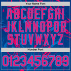 Custom Blue Hot Pink Red-Powder Blue 3D Pattern Design Abstract Splash Stripe Sportswear Performance T-Shirt