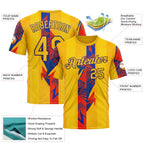 Custom Yellow Red-Dark Purple 3D Pattern Design Color Block Stripe Sportswear Performance T-Shirt