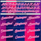 Custom Blue Hot Pink Red-White 3D Pattern Design Neon Stripe Sportswear Performance T-Shirt