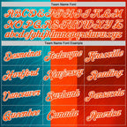 Custom Orange Blue-White 3D Pattern Design Neon Stripe Sportswear Performance T-Shirt