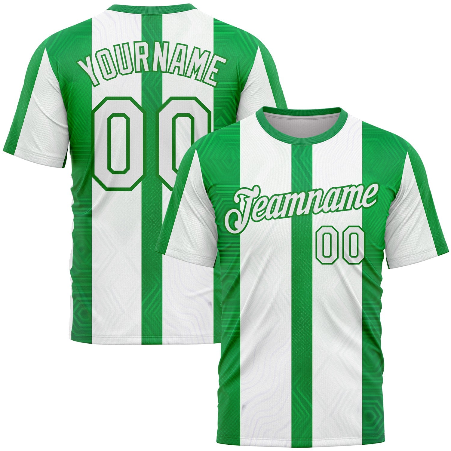 Custom White Green-Grass Green 3D Pattern Design Mexico Stripe Sportswear Performance T-Shirt