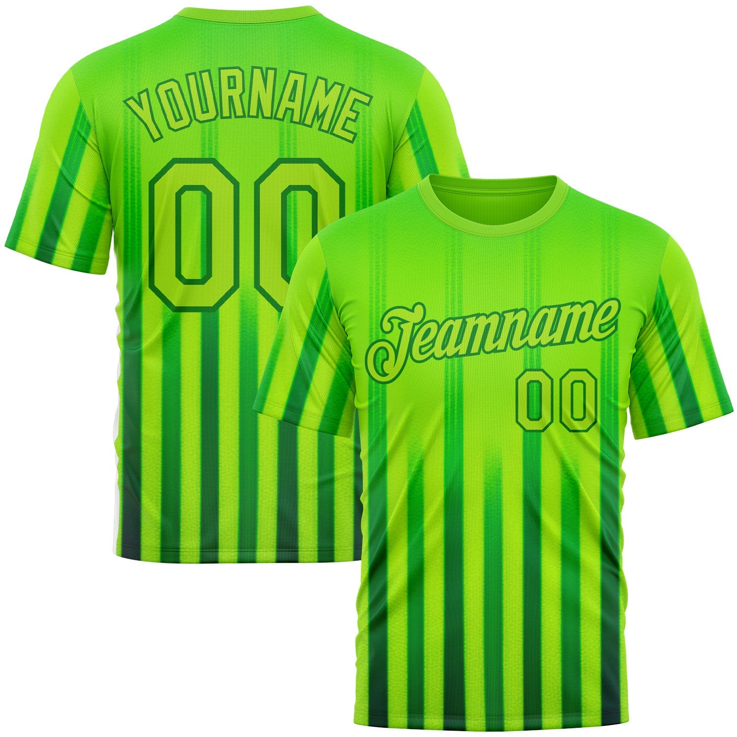 Custom Green Neon Green-Grass Green 3D Pattern Design Mexico Gradient Stripe Sportswear Performance T-Shirt