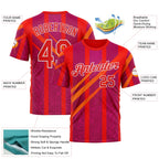 Custom Red Fire Red-White 3D Pattern Design Neon Stripe Sportswear Performance T-Shirt