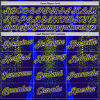 Custom Blue Dark Purple-Neon Yellow 3D Pattern Design Abstract Net Sportswear Performance T-Shirt