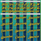 Custom Green Yellow-US Navy Blue 3D Pattern Design Stripe Sportswear Performance T-Shirt