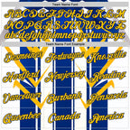 Custom White Yellow Blue-Navy 3D Pattern Design Geometric Shape Stripe Sportswear Performance T-Shirt