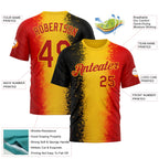 Custom Red Yellow-Black 3D Pattern Design Germany Stripe Sportswear Performance T-Shirt