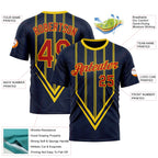 Custom Blue Red-Yellow 3D Pattern Design Milan Stripe Sportswear Performance T-Shirt