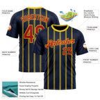 Custom Blue Red-Yellow 3D Pattern Design Milan Stripe Sportswear Performance T-Shirt