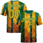 Custom Green Yellow-Kelly Green 3D Pattern Design Brazil Stripe Sportswear Performance T-Shirt