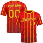 Custom Red Yellow 3D Pattern Design Spain Stripe Sportswear Performance T-Shirt