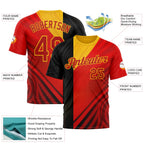 Custom Red Black-Yellow 3D Pattern Design Germany Sportswear Performance T-Shirt