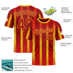 Custom Red Yellow 3D Pattern Design Spain Stripe Sportswear Performance T-Shirt