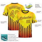 Custom Yellow Red-Black 3D Pattern Design Gradient Geometric Shape Stripe Sportswear Performance T-Shirt