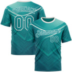 Custom Green Teal-White 3D Pattern Design Arrow Sportswear Performance T-Shirt
