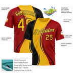 Custom Red Yellow-White 3D Pattern Design Germany Sportswear Performance T-Shirt