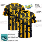 Custom Yellow Black 3D Pattern Design Stripe Sportswear Performance T-Shirt