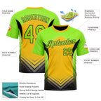 Custom Green Neon Green Yellow-Black 3D Pattern Design Color Block Arrow Sportswear Performance T-Shirt