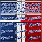Custom Stitched White Royal Blue-Red 3D Pattern Design American Inspired Geometric Shape Sportswear Pullover Sweatshirt Hoodie
